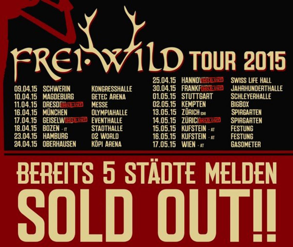 FreiWild Tour 2015 bereits 5 Städte melden SOLD OUT Blog Frei.Wild